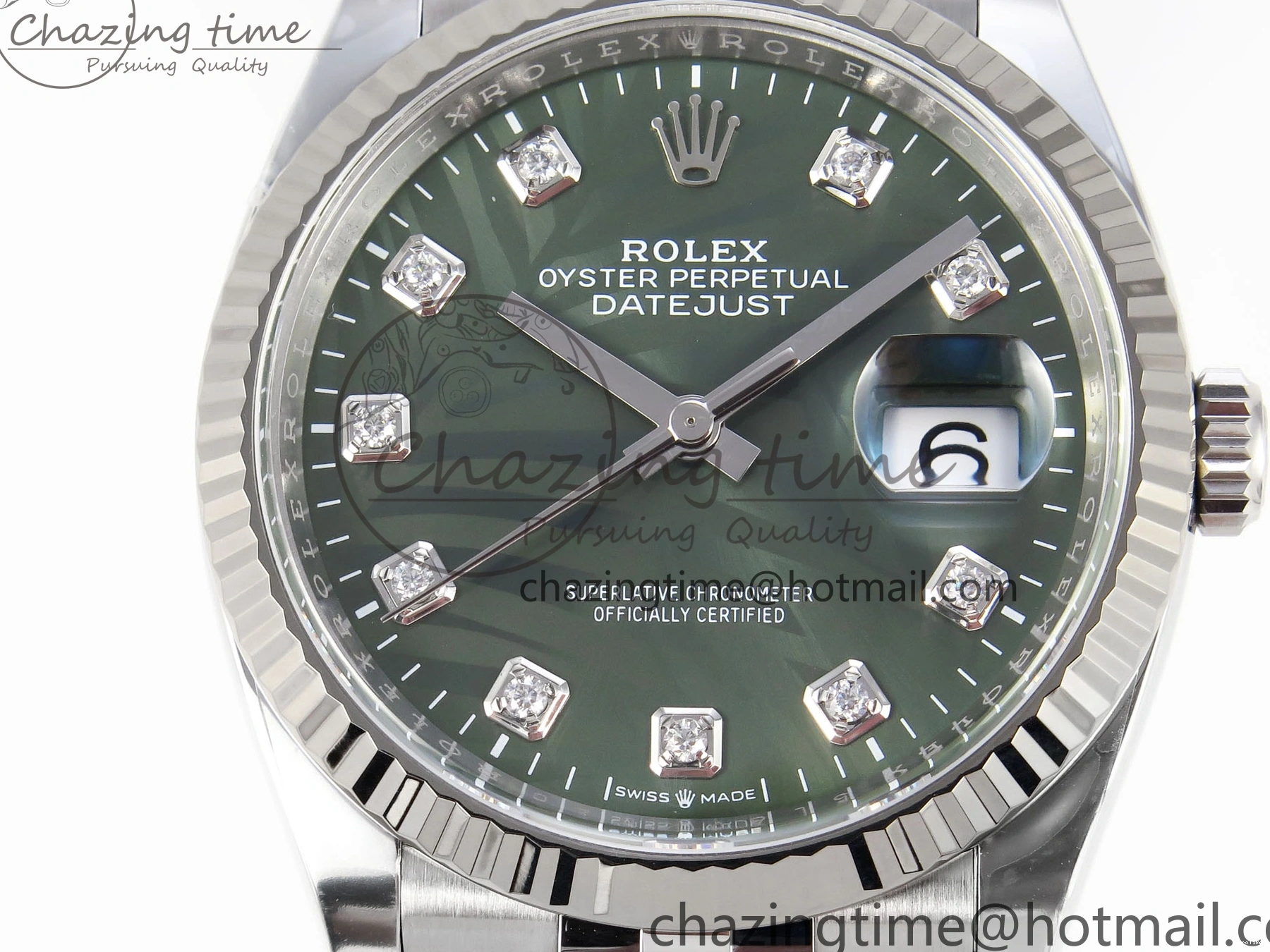 MiroTime 0224 RelaxedFit DateJust 36 126234 Clean 1:1 Best Edition 904L Steel Green Leaf Diamonds Dial on Jubilee Bracelet VR 1975
